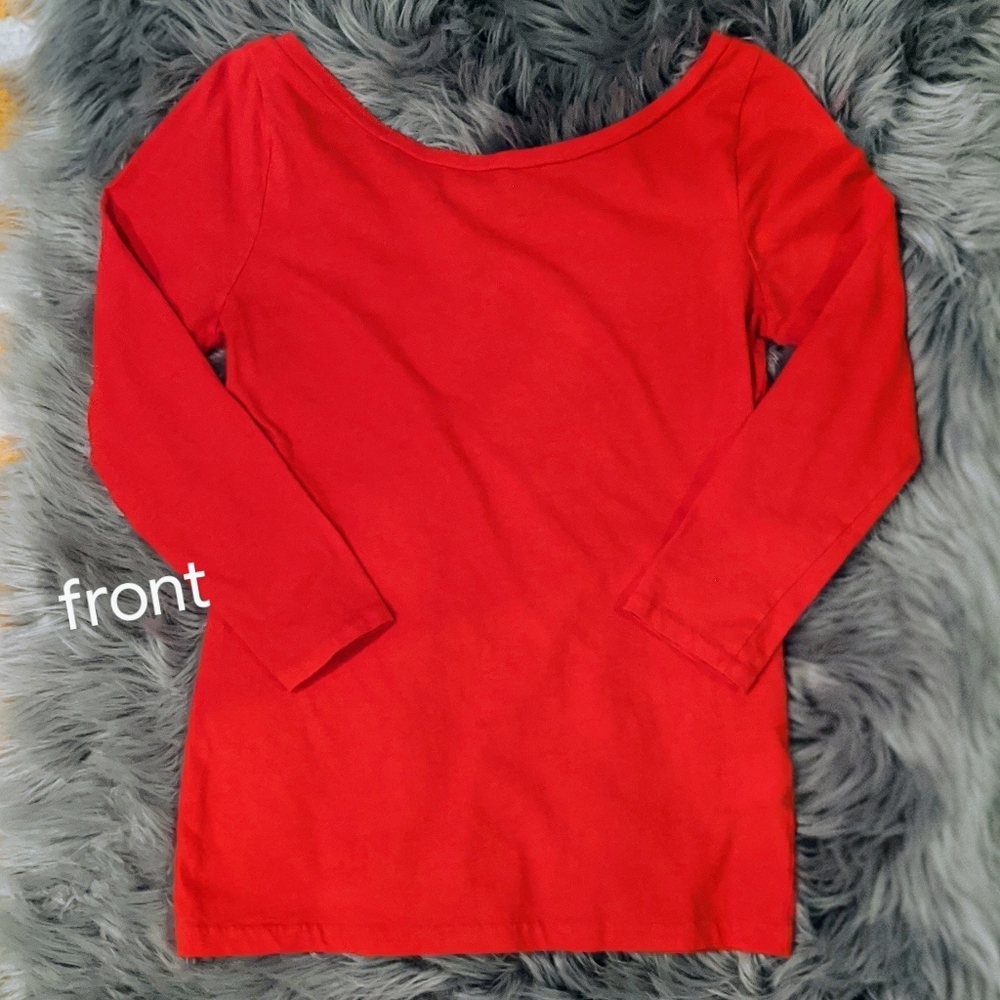 J. Crew Red Boatneck Top